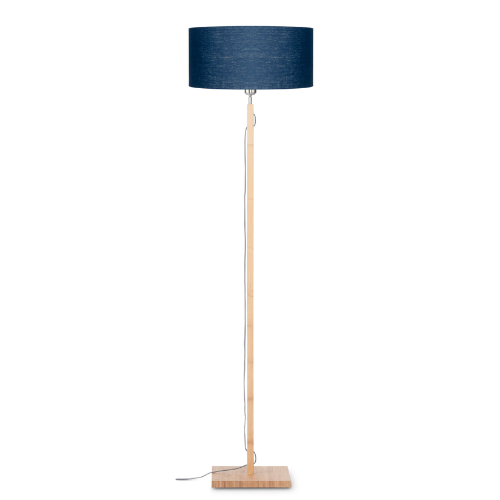 Vloerlamp Fuji bamboe h.167cm/kap 47x23cm eco linnen, blue denim